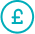 Small blue pound symbol icon in a circle