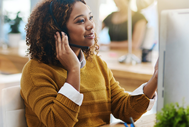 Person on a call using a headset